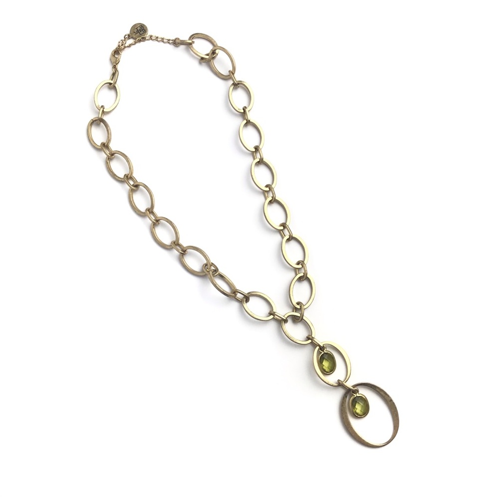 Gold Necklace With Citrine Colored Gems